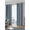 Fusion Blue Whitworth Stripe Lined Eyelet Curtains