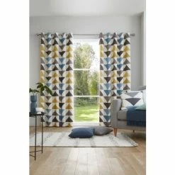 Fusion Blue Brodrick Eyelet Curtains