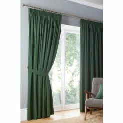 Fusion Green Dijon Pencil Pleat Curtains