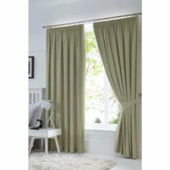 Fusion Green Dijon Pencil Pleat Curtains