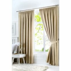 Fusion Natural Dijon Pencil Pleat Curtains