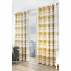 Fusion Yellow Balmoral Check Eyelet Curtains