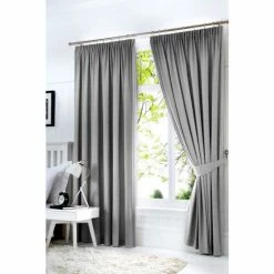 Fusion Silver Dijon Pencil Pleat Curtains