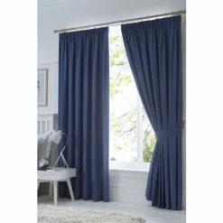 Fusion Blue Dijon Pencil Pleat Curtains