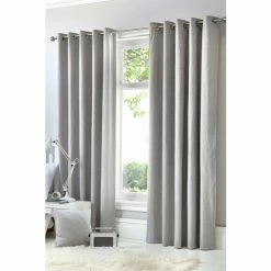 Fusion Silver Sorbonne Eyelet Curtains