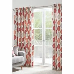 Fusion Red Lennox Eyelet Curtains