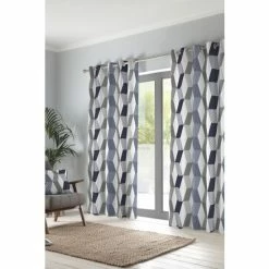 Fusion Blue Magna Eyelet Curtains