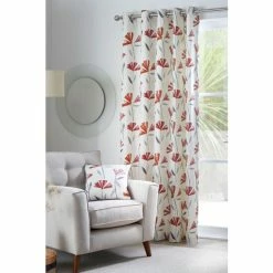 Fusion Red Dacey Eyelet Curtains