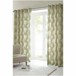 Fusion Green Woodland Trees Eyelet Curtains