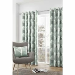 Fusion Duck Egg Blue Woodland Trees Jacquard Lined Eyelet Curtains -Fusion Shop unnamed file 305