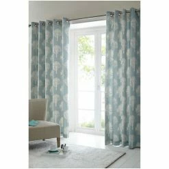 Fusion Duck Egg Blue Woodland Trees Jacquard Lined Eyelet Curtains -Fusion Shop unnamed file 306