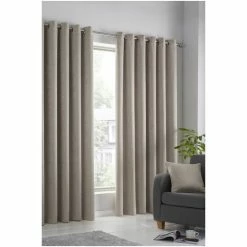 Fusion Natural Strata Eyelet Dim Out Curtains Eyelet Curtains