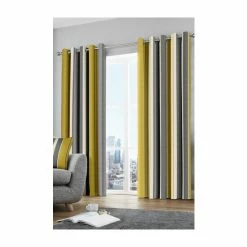 Fusion Ochre Yellow Whitworth Stripe Lined Eyelet Curtains -Fusion Shop unnamed file 335