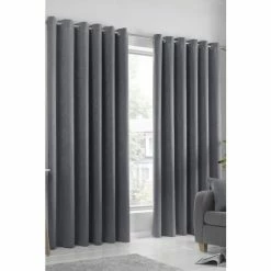 Fusion Grey Strata Eyelet Curtains