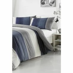 Fusion Blue/Beige Betley Duvet Cover And Pillowcase Set