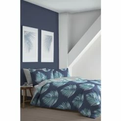 Fusion Blue Leaves Duvet Cover And Pillowcase Set