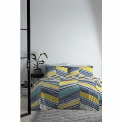 Fusion Blue Branton Duvet Cover And Pillowcase Set