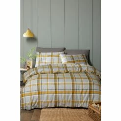 Fusion Ochre Yellow Check Duvet Cover And Pillowcase Set