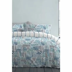 Fusion Blue Mona Duvet Cover And Pillowcase Set