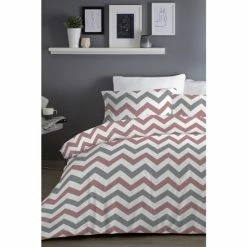 Fusion Pink Chevron Duvet Cover And Pillowcase Set