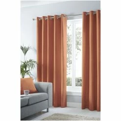 Fusion Orange Sorbonne Eyelet Curtains
