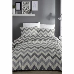 Fusion Grey Chevron Duvet Cover And Pillowcase Set