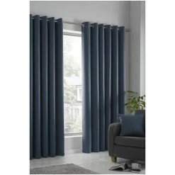 Fusion Blue Strata Eyelet Dim Out Curtains Eyelet Curtains