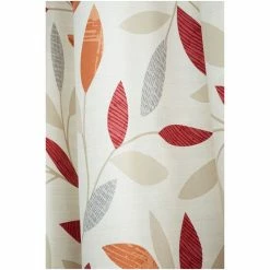 Fusion Red Beechwood Leaves Eyelet Lined Curtains