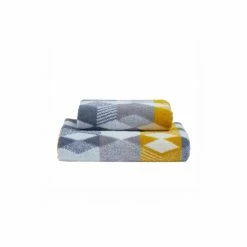 Fusion Grey Hexagon Jacquard Towel -Fusion Shop unnamed file 832