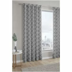 Fusion Grey Brooklyn Geo Lined Eyelet Curtains -Fusion Shop unnamed file 89